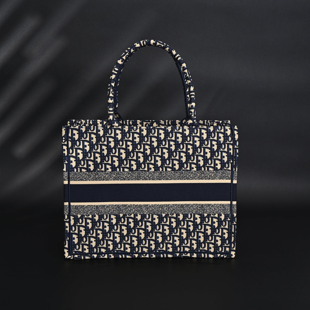 Christian Dior Large Book Tote – Blue Oblique Embroidery
